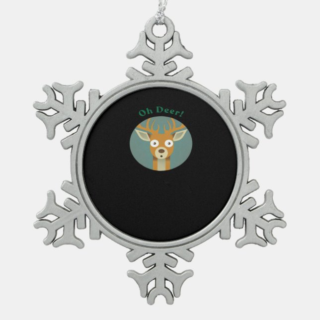 Oh Deer Creative Style  Snowflake Pewter Christmas Ornament (Front)
