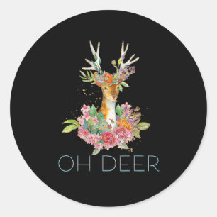 Oh Deer Cute Colorful Deer Minimal Design  Classic Round Sticker