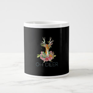 Oh Deer Cute Colorful Deer Minimal Design  Large Coffee Mug