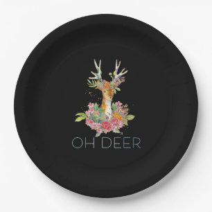 Oh Deer Cute Colorful Deer Minimal Design  Paper Plate