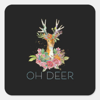 Oh Deer Cute Colorful Deer Minimal Design Square Sticker