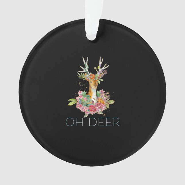 Oh Deer Cute Colorful Deer MinimalAcrylic Ornament (Front)