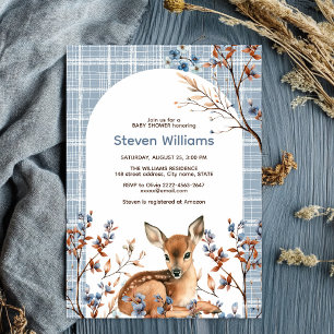 Oh deer cute forest rustic florals baby shower invitation