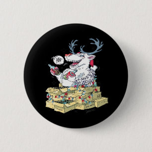 Oh Deer Drunk Reindeer Celebrating Christmas Festi 2 Inch Round Button