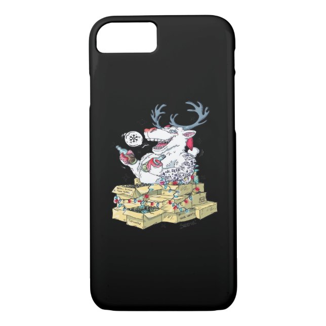 Oh Deer Drunk Reindeer Celebrating Christmas Festi Case-Mate iPhone Case (Back)