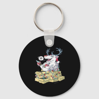 Oh Deer Drunk Reindeer Celebrating ChristmKeychain Keychain