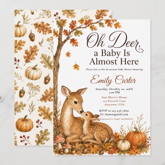 Oh Deer Fall Baby Shower Invitation (Front/Back)