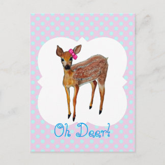 "Oh Deer" fawn Postcard