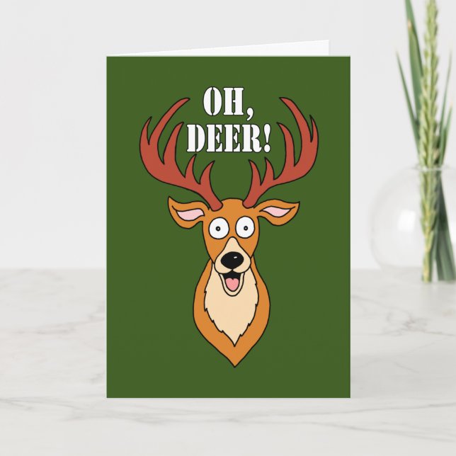 Oh, Deer Funny Carte d'anniversaire 80e (Devant)