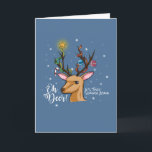 OH DEER | Funny Christmas Pun Holiday Card<br><div class="desc">This is a drawing of a deer looking upset because his antlers are decked up like a Christmas tree. There is even a shining star on the top. He is saying “Oh deer,  it’s that season again…”You can also see snow in the background.</div>