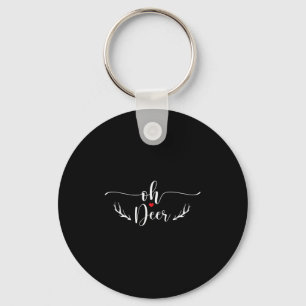 Oh Deer, Funny Graphic, Heart, Deer Antlers, Funny Keychain