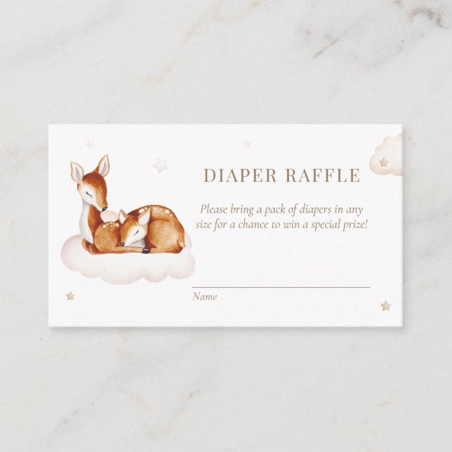 Oh Deer Gender Neutral Watercolor Diaper Raffle Enclosure Card (Front)