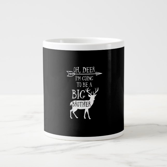 Oh Deer Going To Big Brother Christmas Announcemen Large Coffee Mug (Front)