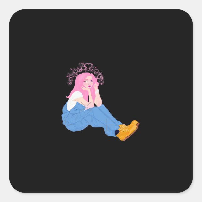 Oh Deer Graphic Artistic Design Square Sticker (Front)