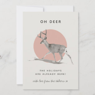 Oh Deer Happy Holidays Minimalist Modern Pink Geo Holiday Card