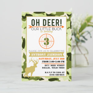Oh Deer Hunting Theme Invitation Camo Green Colonn