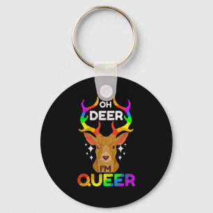 Oh Deer Im Queer Funny Lgbtq Gay Pride Awareness Keychain