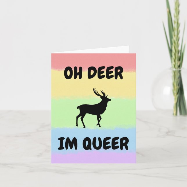 OH DEER I'M QUEER Funny LGBTQ+ Thank You Card (Front)