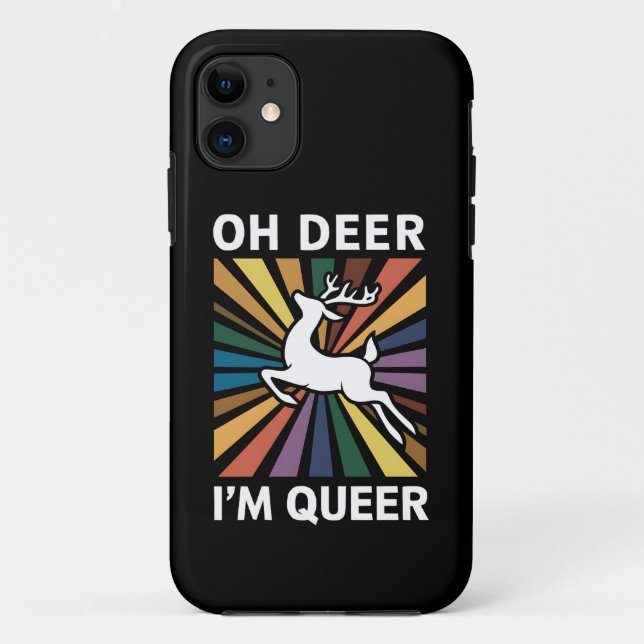 Oh Deer I'm Queer Rainbow LGBT Pride Gay Lesbian  Case-Mate iPhone Case (Back)