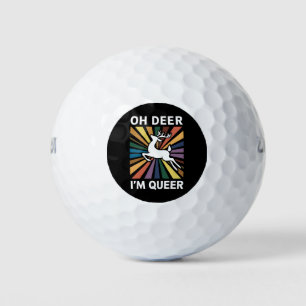 Oh Deer I'm Queer Rainbow LGBT Pride Gay Lesbian  Golf Balls