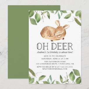 Oh Deer   Invitation de fête d'anniversaire