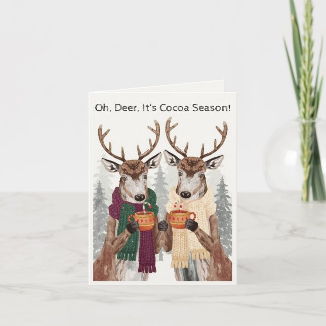 Oh Deer It’s Cocoa Season Carte de vacances (Devant)
