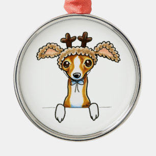 Oh Deer Italian Greyhound Metal Ornament