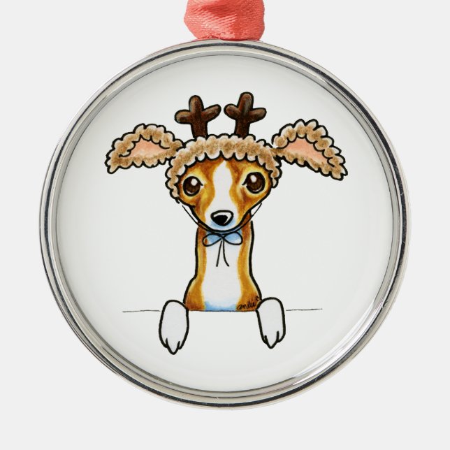 Oh Deer Italian Greyhound Metal Ornament (Front)