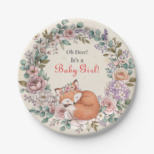 Oh Deer, It's a Baby Girl   Baby Shower Paper Plate