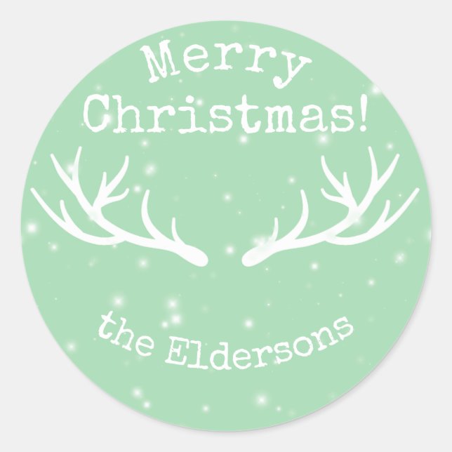 Oh Deer, it's Christmas [green] - Holiday Stickers (Front)