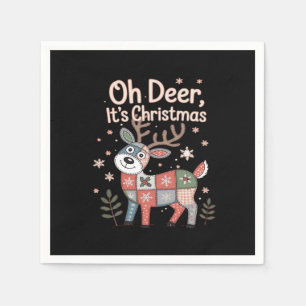 Oh Deer Its Christmas Miniature Patchwork Squares Napkin