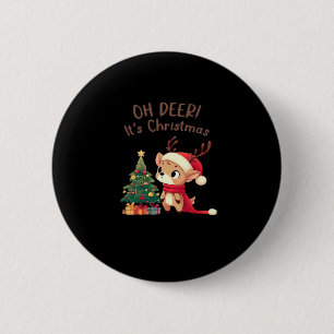 Oh Deer Its Christmas Modern Aesthetic Style  2 Inch Round Button