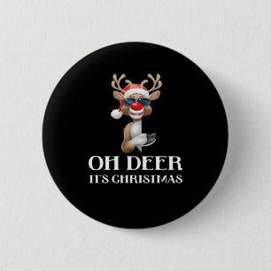 Oh Deer Its Christmas Reindeer Style 2 Inch Round Button