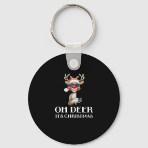 Oh Deer Its Christmas Reindeer Style Keychain
