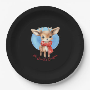 Oh Deer Its Christmas Retro Classic Design  Paper Plate