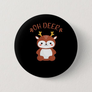 Oh Deer Kawaii Deer Playful Art Style  2 Inch Round Button