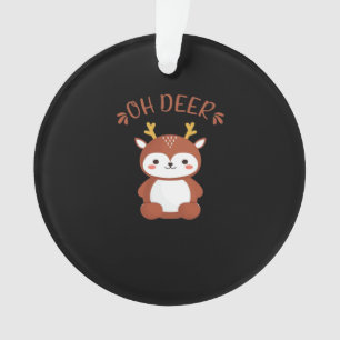 Oh Deer Kawaii Deer Playful Art Style Ornament