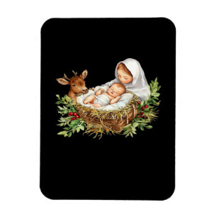 Oh Deer Mary Nativity Scene Christmas Jesus   Magnet