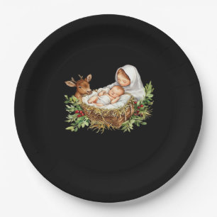 Oh Deer Mary Nativity Scene Christmas Jesus   Paper Plate