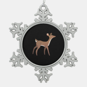 Oh Deer Me Whimsical Creative Design Snowflake Pewter Christmas Ornament