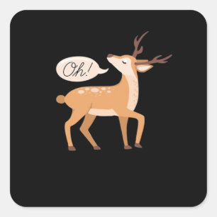 Oh Deer Minimal Clean Aesthetic Square Sticker