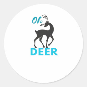 Oh Deer Minimal Design  Classic Round Sticker