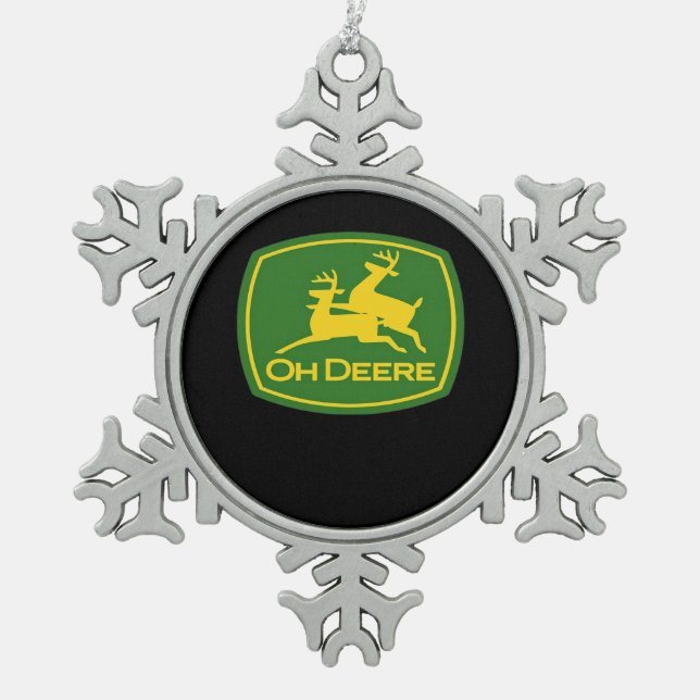 Oh Deer Minimal Modern Design  Snowflake Pewter Christmas Ornament (Front)