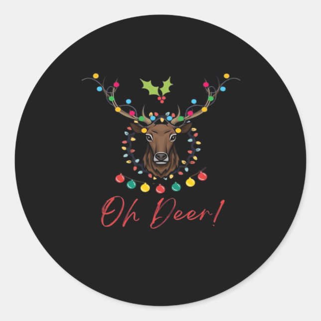 Oh Deer Modern Aesthetic  Classic Round Sticker (Front)