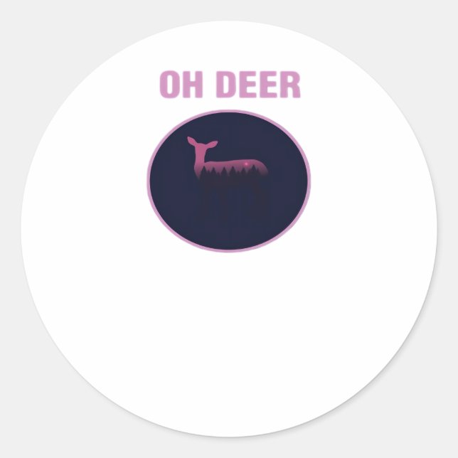 Oh Deer Modern Aesthetic  Classic Round Sticker (Front)