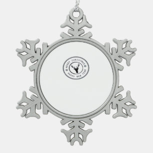 Oh Deer Modern Aesthetic  Snowflake Pewter Christmas Ornament