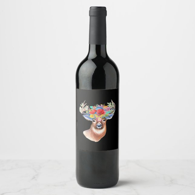 Oh Deer Modern Artistic Style  Wine Label (Front)
