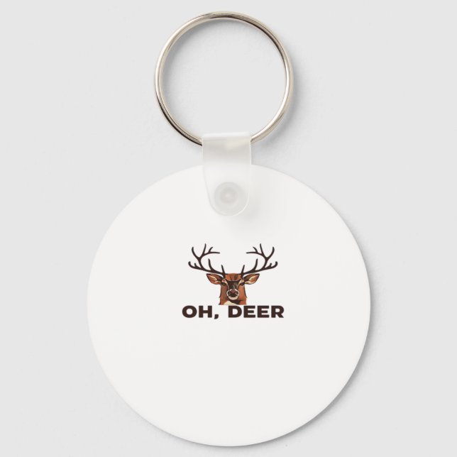 Oh Deer Modern Clean Design Keychain (Front)