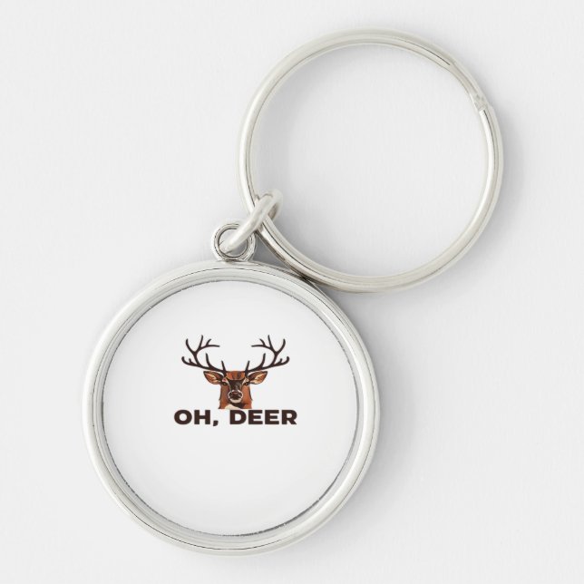 Oh Deer Modern Clean Design  Keychain (Front)