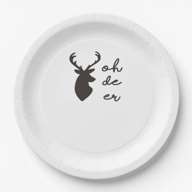 Oh Deer Modern Graphic Style  Paper Plate (Front)